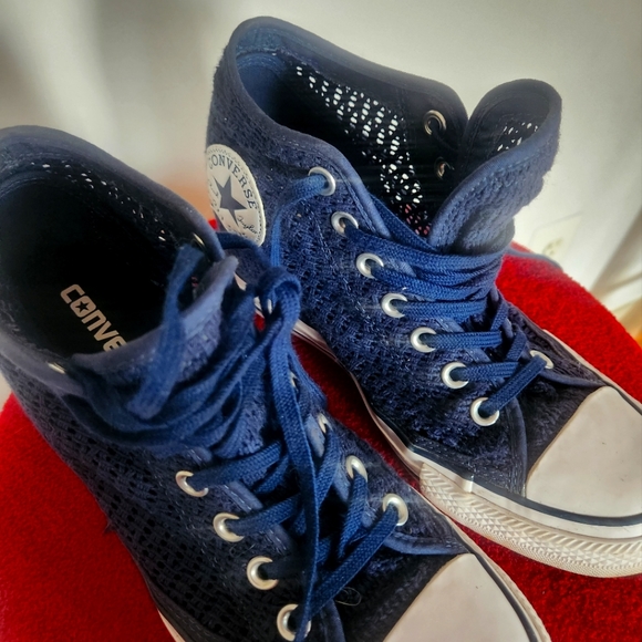 Chuck Taylor All Star Lux Mid Wedges Crochet Blue (RARE) - Picture 1 of 4